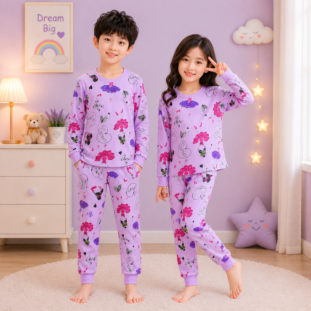 New Purple Love Printed Kids Wear