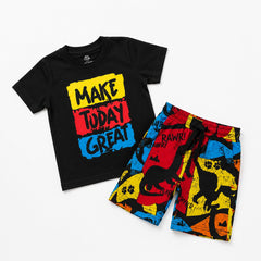 BLACK MAKE TODAY GREAT HALF SLEEVES KIDS WEAR