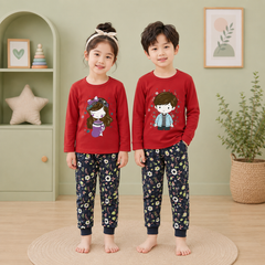 MAROON SLEEY Princess Printed Kids Night Suit