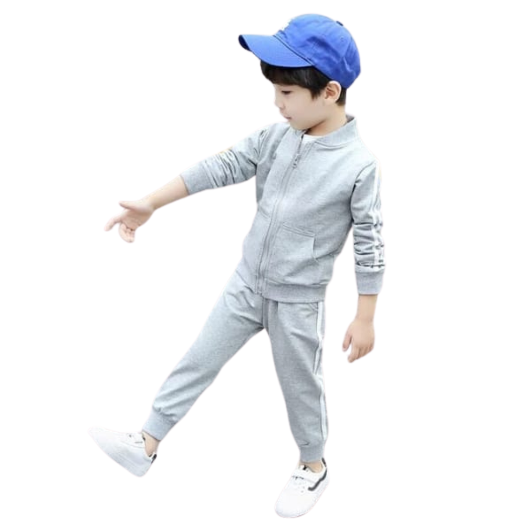 GREY STRIPE PREMIUM WINTER KIDS TRACKSUITS