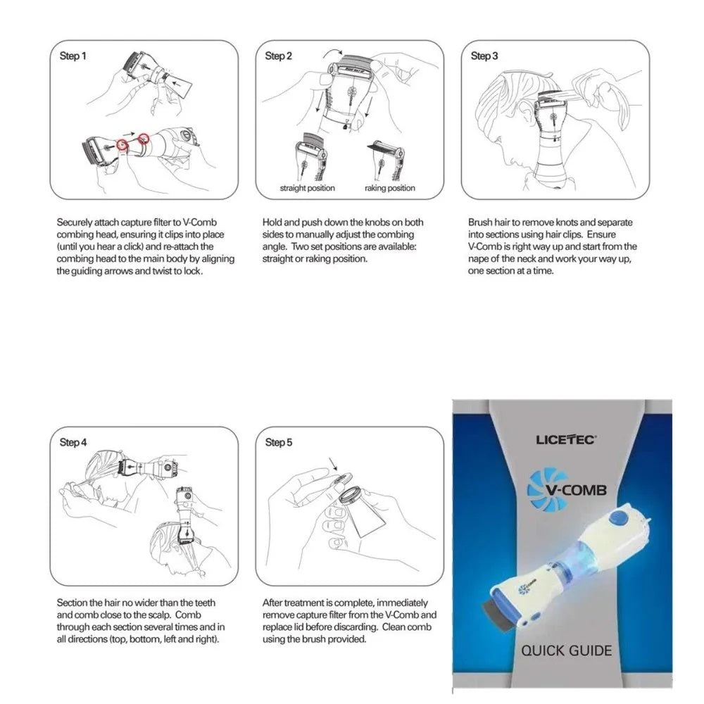 V Comb Electric Anti Lice  Machine [Steel Comb 4 Filter]