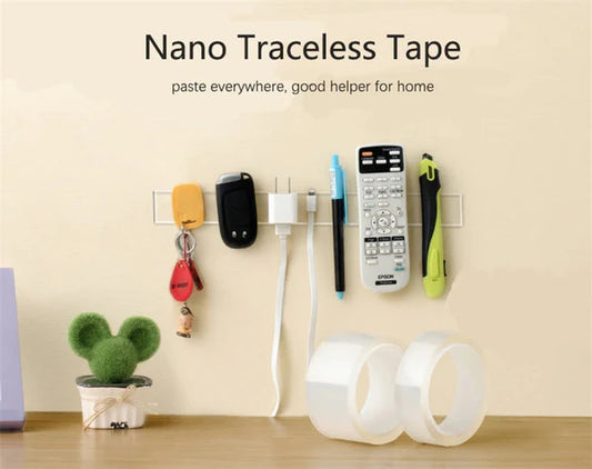 3.0 Meter Double Sided Adhesive Nano Tape Transparent Strong Washable Adhesive Traceless Gel Tape Removable And Reusable Sticky Anti Slip Tape For Home Wall Room Office Decor (5m)
