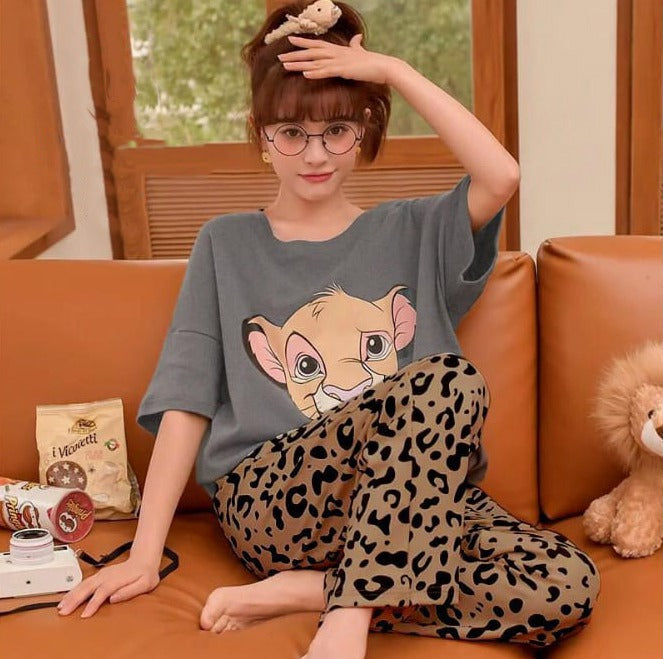 Lion Cheetah Printed PJ Nightsuit