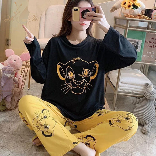 BLACK & YELLOW LION CONTRAST WOMEN'S WEAR