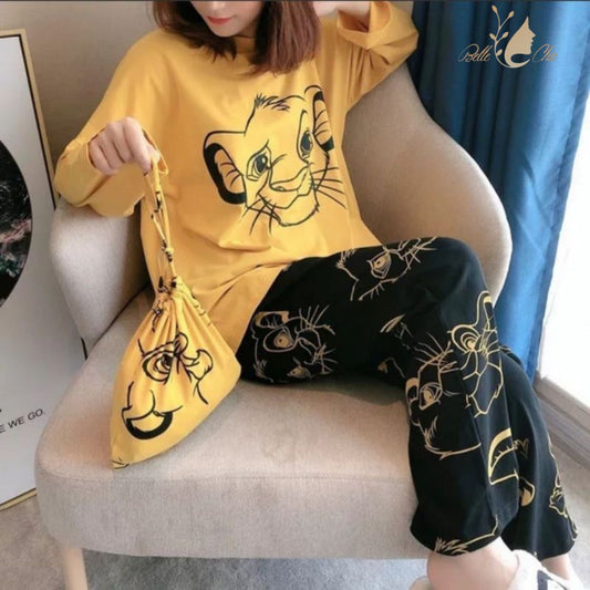 YELLOW & BLACK LION CONTRAST WOMEN'S WEAR