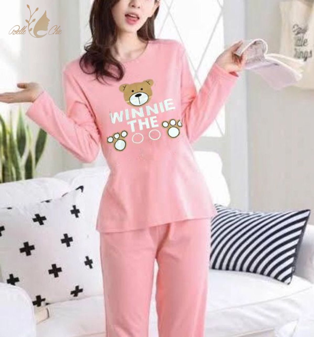 Pink Winnie The Pooh Printed Night Suit