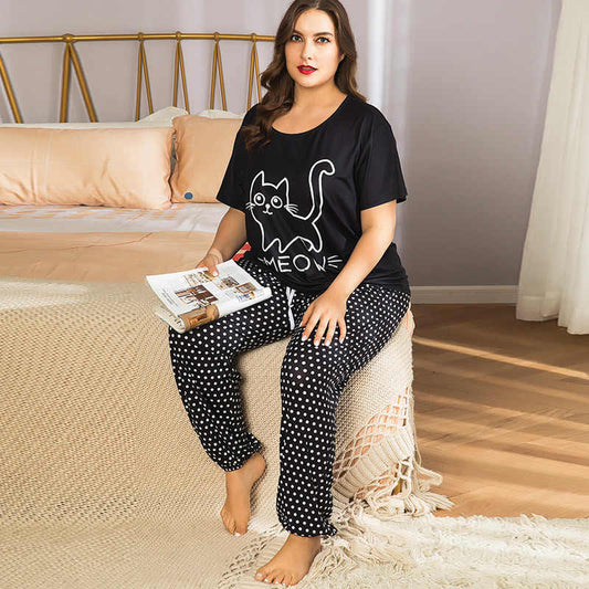 MEOW Cat Style Printed Design Ladies Sleepwear Night Dress