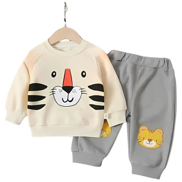 SKIN COLOR  - TIGER PRINTED KIDS WINTER PANEL TRACKSUIT