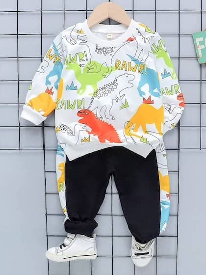 DINO PIRNTED KIDS WINTER PANEL TRACKSUIT