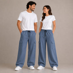 Unisex Zinc Blue Baggy Trousers – 5 Pocket Wide-Leg