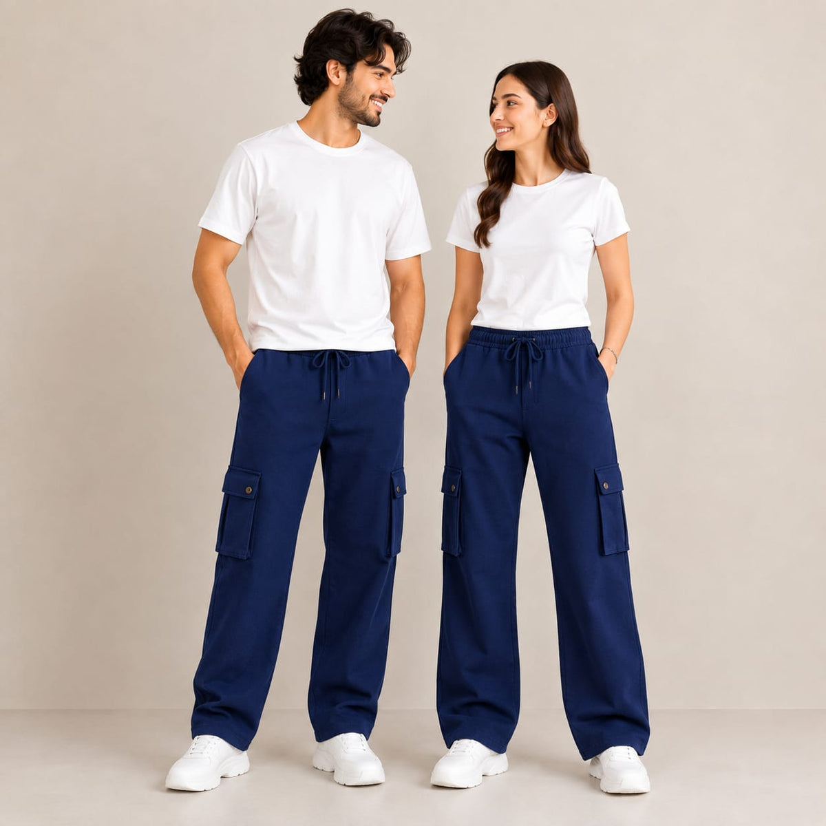 Navy Blue Unisex 6-Pocket Cargo Trousers