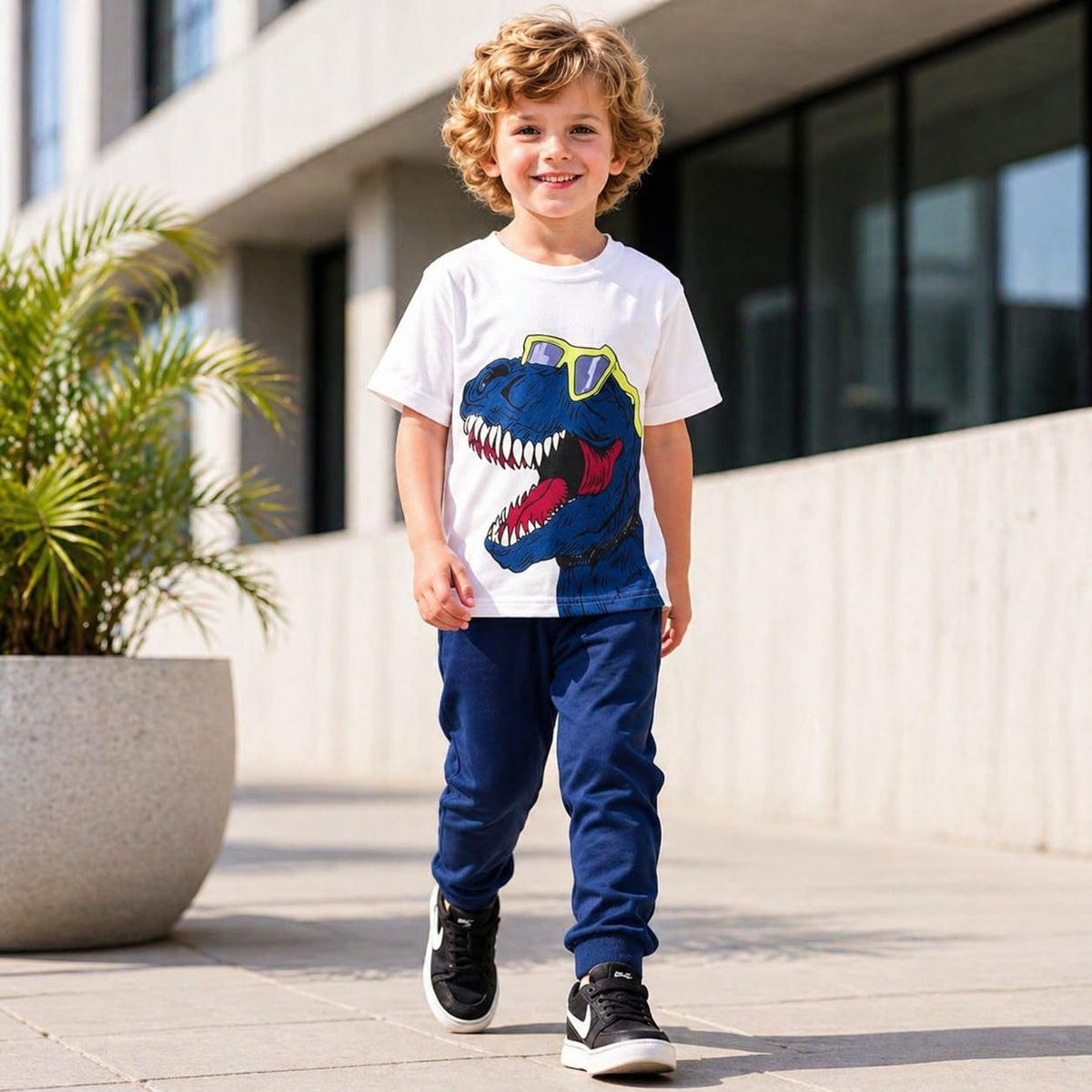 BLUE DINO SWAG PRINTED SET