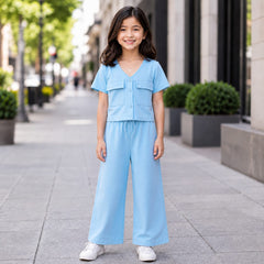 SKY BLUE DOUBLE POKET SHIRT KIDS WEAR