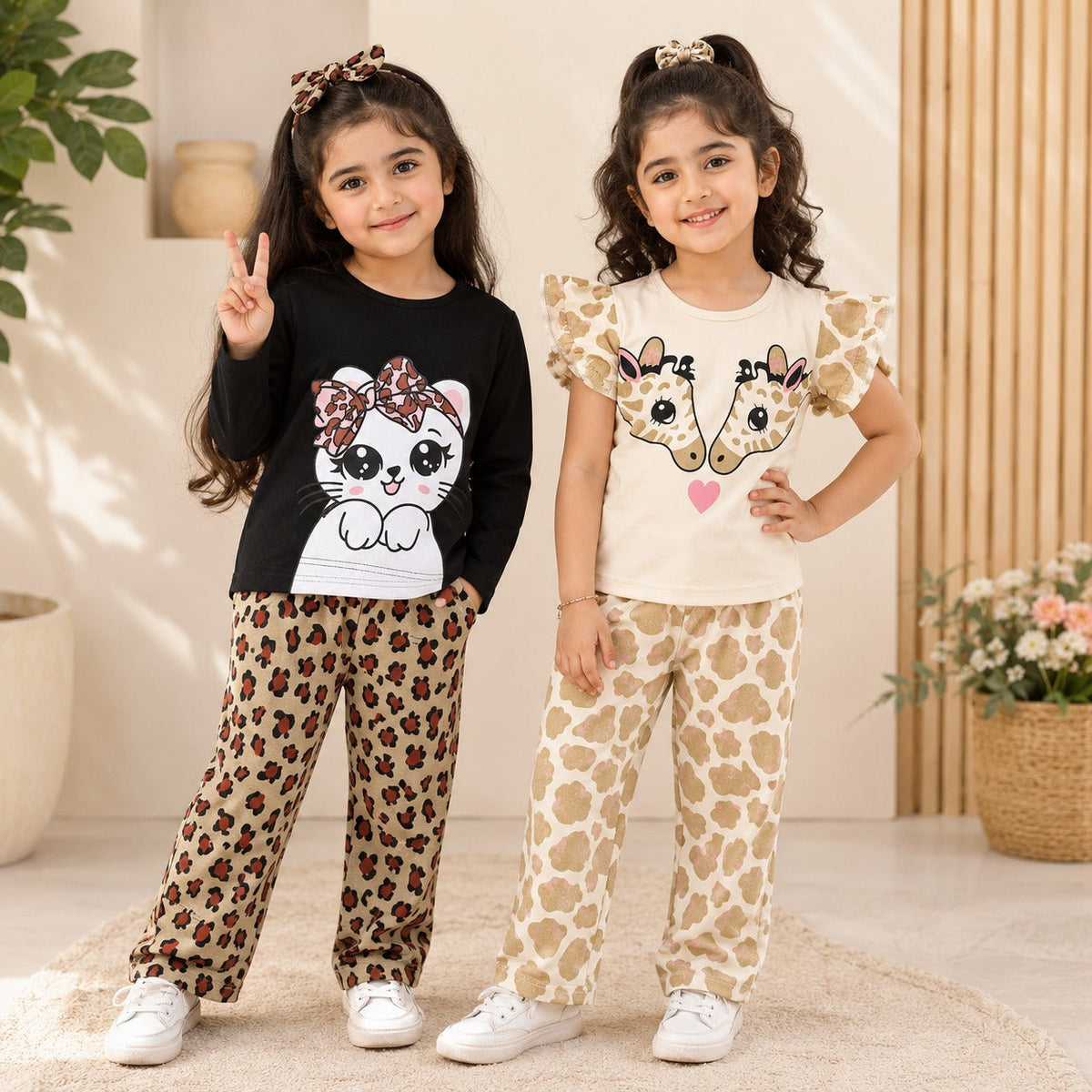 Kitty & Giraffe Kids Outfit (Pack of 2)