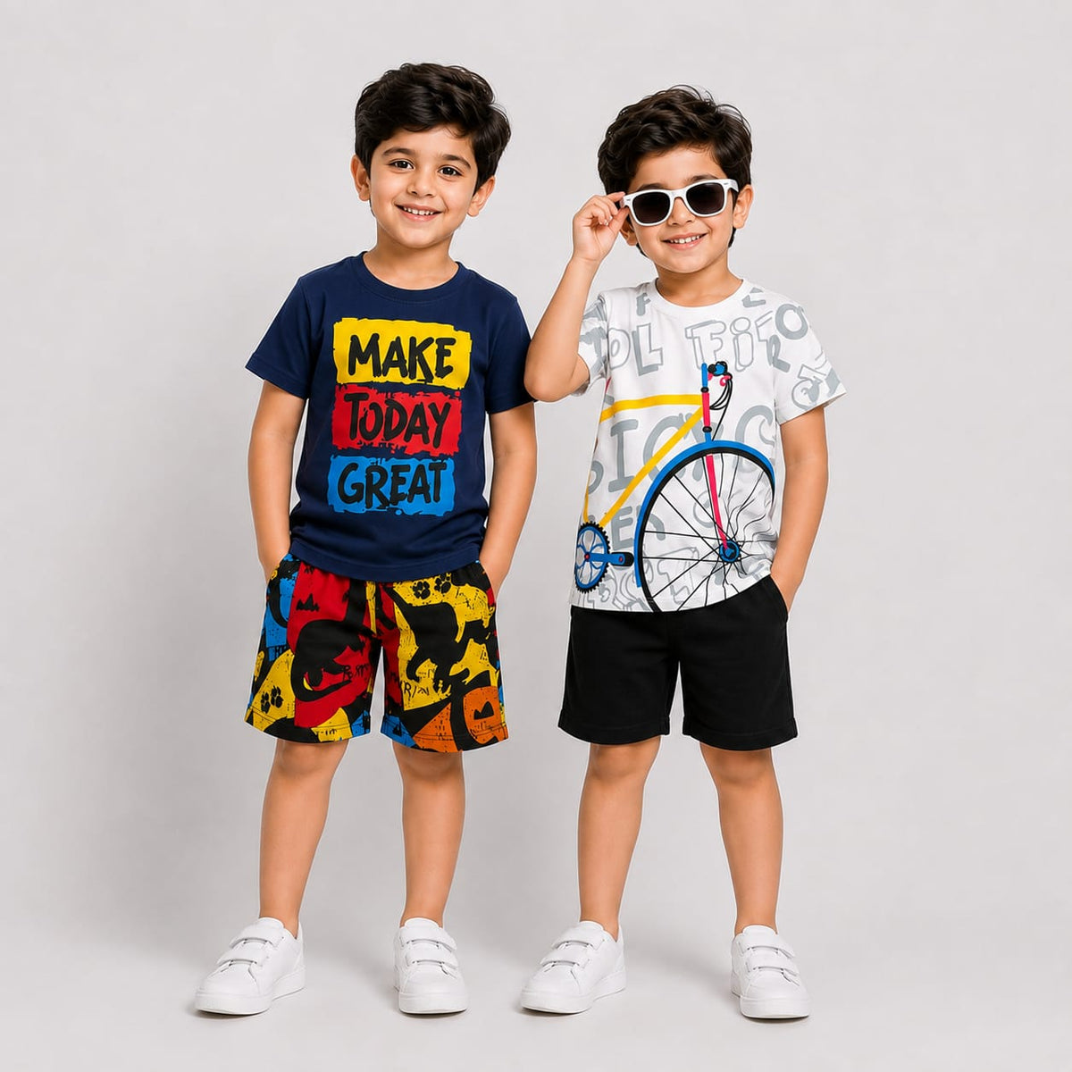 Blue Make Today Great + White By cycle  Short Set (Pack of 2)