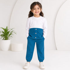 Zinc Blue Two Colors Button Kids Wear