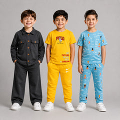 Dinosaur, Polo & Character Print Boys Co-Ord Set – Pack of Three