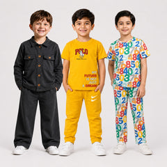 Polo, Dinosaur & Number Print Boys Co-Ord Set – Pack of Three