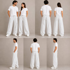 White & Black Striped 4-Pocket Baggy Pants – Unisex Casual Wear