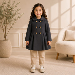 Gray Wastern Style Button Kids Fleece Coat