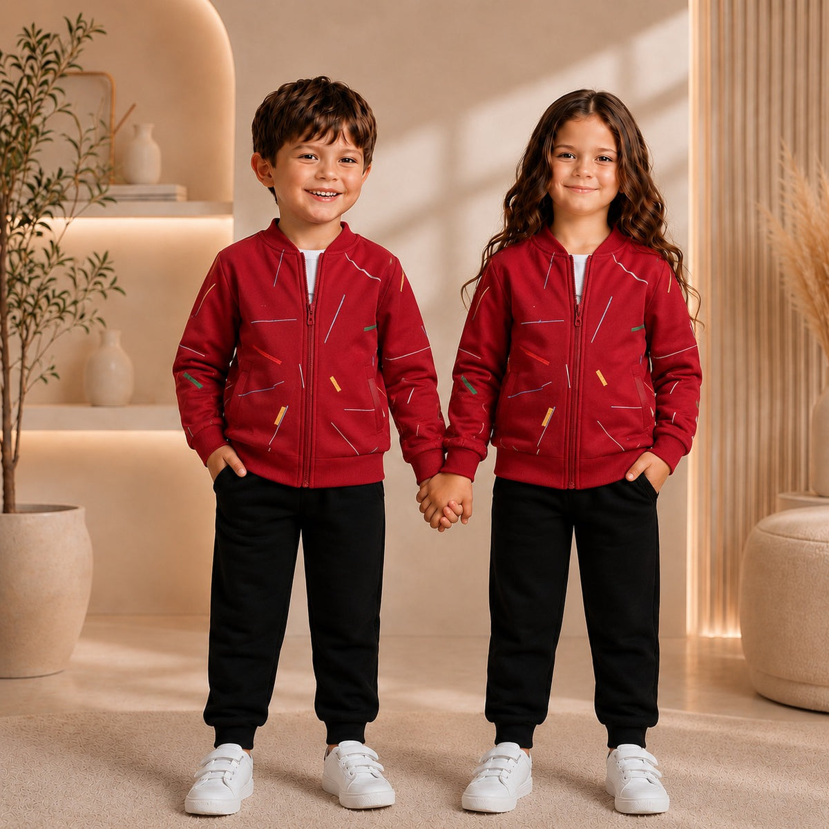 RED STRIPE PREMIUM WINTER KIDS TRACKSUITS