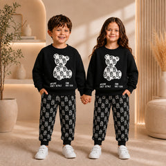 BLACK TEDDY BEAR KIDS WINTER PANEL TRACKSUIT