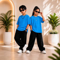 Kids Royal Blue Shirt With Black Trouser Baggy Co-Ord Set – Premium Casual Wear for Boys (1-14 Years) (Copy)
