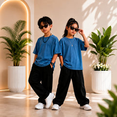 Kids Zinc Blue Shirt With Black Trouser Baggy Co-Ord Set – Premium Casual Wear for Boys (1-14 Years) (Copy) (Copy)