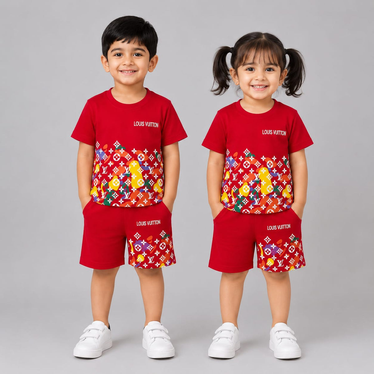 Kids’ Red Printed 2-Piece T-Shirt & Shorts Set