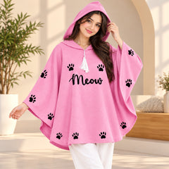Pink Meow Paw Print  – Oversized Casual Wear for Women