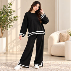 Hot Black Stripe Detail 2-Piece Co-Ord Set for Women