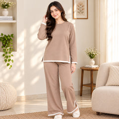 Women’s Mocha Beige Green Printed-Free Co-Ord Set