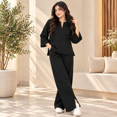 Black Flared Sleeve Co-Ord Set for Women
