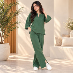 Sage Green Flared Sleeve Co-Ord Set for Women