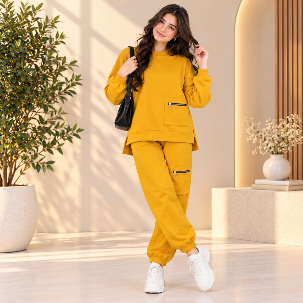 Mustard Yellow Utility Pocket Sweatshirt & Jogger Co-Ord Set
