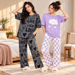 Women Love & Cloud Print Suit Set ( Pack of Two )