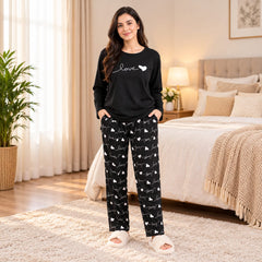 black love and love printed night suit cotton jarsy fabric