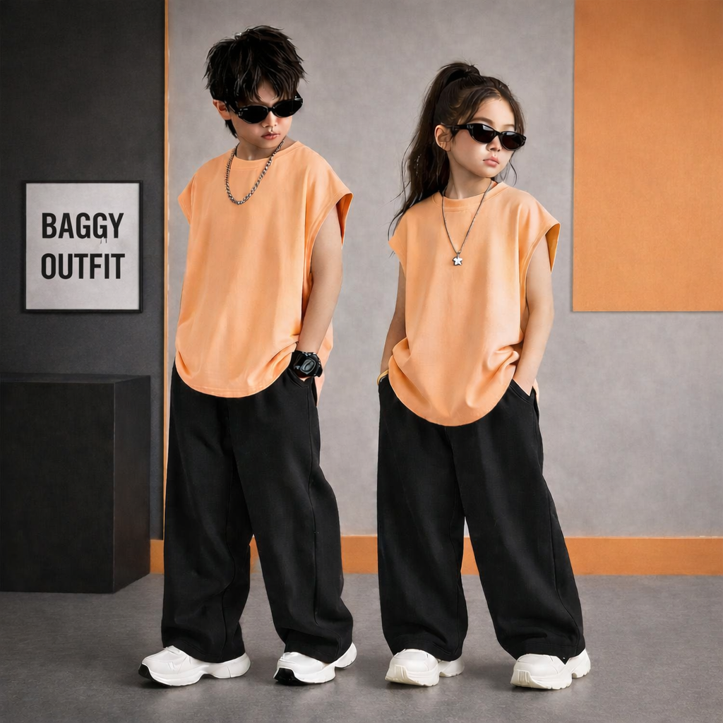 Peach Korean Oversized Baggy Co-Ord Set