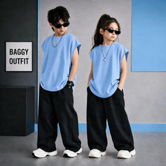 Sky Blue Korean Oversized Baggy Co-Ord Set