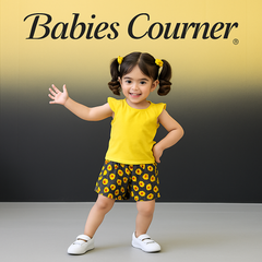 Yellow Sunflower printed kids short sleeves less