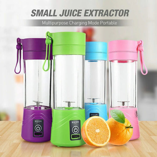 USB Chargeable Juicer Blender 6 Blades Portable Blender Mini 6 Blade Juicer Cup 380ml - Smoothie Maker Electric Travel Juicer Blender Machine Rechargeable Multicolour