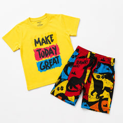 YELLOW MAKE TODAY GREAT HALF SLEEVES KIDS WEAR