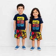 BLUE MAKE TODAY GREAT HALF SLEEVES KIDS WEAR