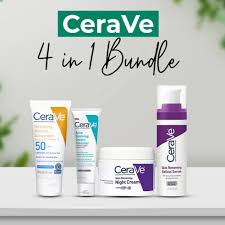CERAVE 4-in-1 Skincare Kit | Cleanser, Night Cream, Retinol Serum & Sunscreen