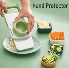 Vegetable Cutter,Mandoline Slicer Adjustable Vegetable Chopper Multifunctional Vegetable Cutter Food Chopper with Hand Guard Sharp Stainless Steel Blades for Vegetables Fruits Home Kitchen