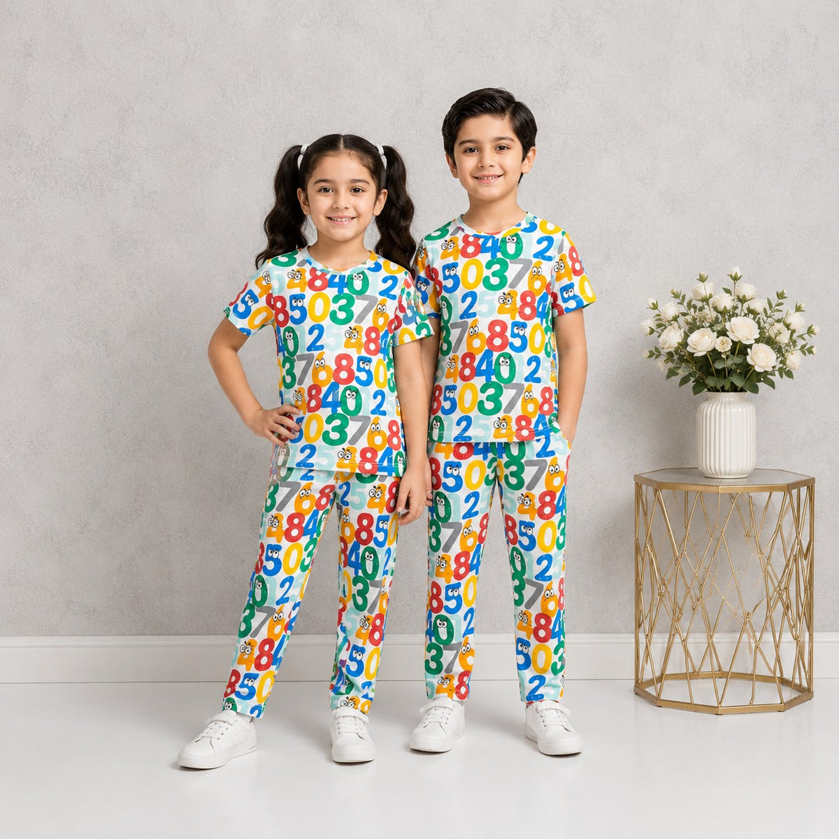 COLOURFUL COUNTING HALF SLEEVES KIDS WEAR