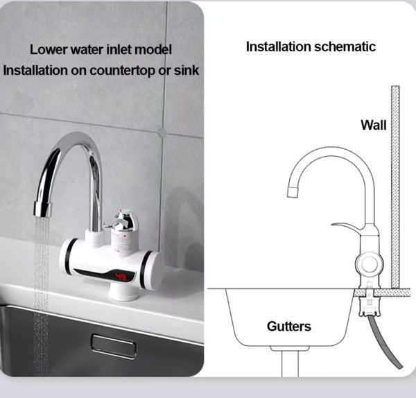 Electric Instant Water Heating Tap with LED Temperature Display Hot Water Faucet