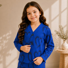 V NECK BLUE HEART SHIRT KIDS WEAR