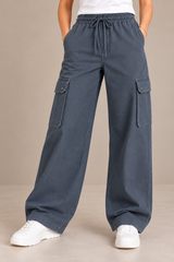 Korean Baggy 6-Pocket Trouser Charcol Gray - Female