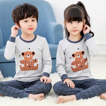 GRAY AND BROWN  PRINTED KIDS WEAR